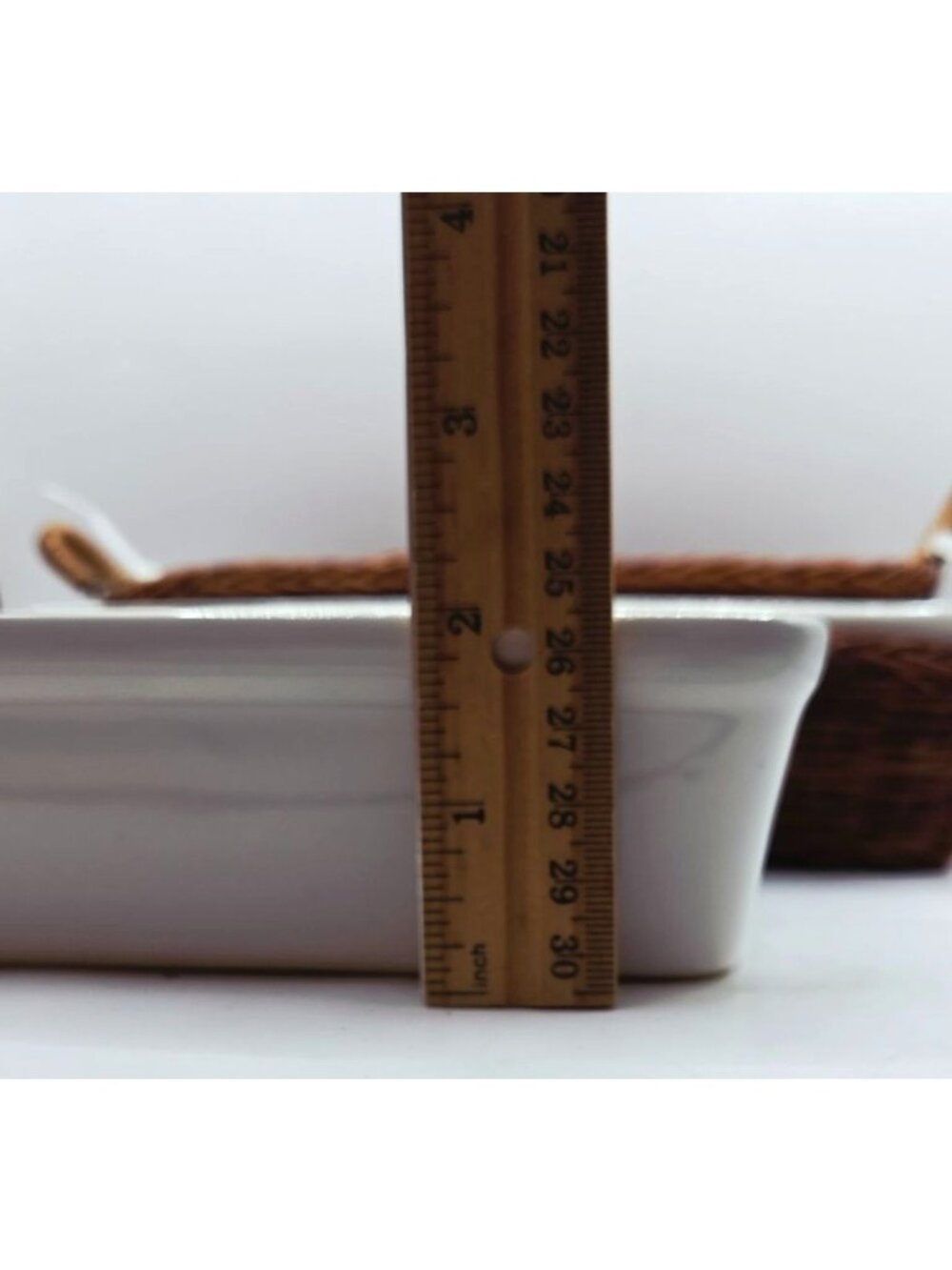 Temp-Tations Ceramic Serving Dishes Wicker Baskets Set Of 2 Rustic Brown White - Picture 14 of 14